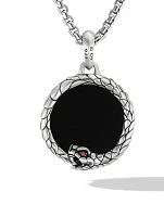 Cairo Ouroboros Amulet In Sterling Silver With Black Onyx And Ruby
