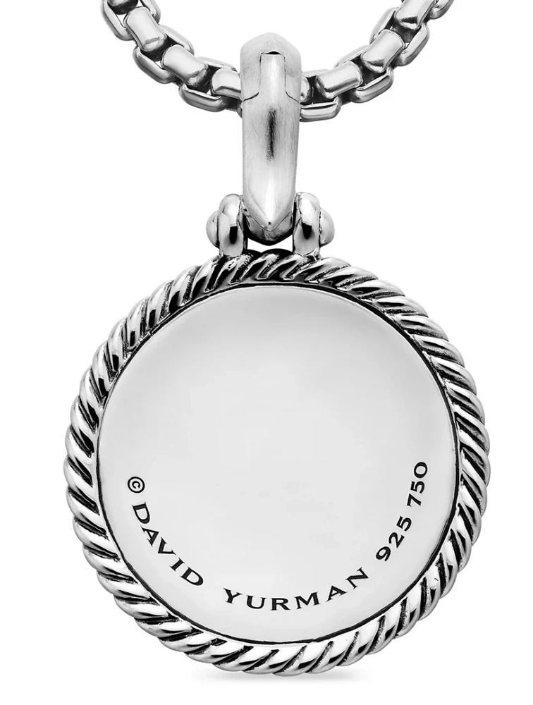 Moon And Star Amulet In Sterling Silver With 18k Yellow Gold And Diamonds, 21mm