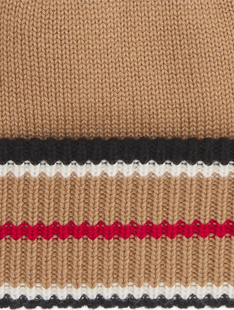 Reversible Icon Stripe Cashmere Cotton Beanie