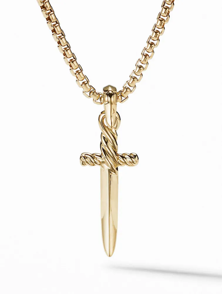 Petrvs® Dagger Amulet In 18k Yellow Gold With Pavé Diamonds