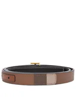 Check And Leather Reversible Tb Belt