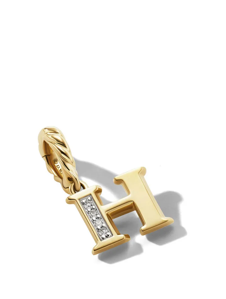 Pavé H Initial Pendant In 18k Yellow Gold With Diamonds