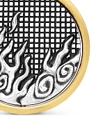 Water And Fire Duality Amulet In Sterling Silver With 18k Yellow Gold, 30mm
