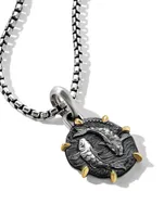 Pisces Amulet In Sterling Silver With 18k Yellow Gold