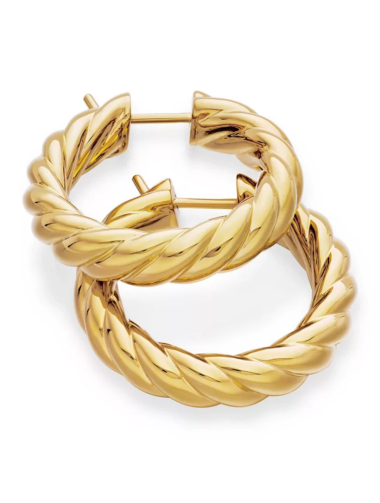 Sculpted Cable Hoop Earrings In 18k Yellow Gold