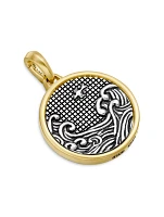 Water And Fire Duality Amulet In Sterling Silver With 18k Yellow Gold, 30mm