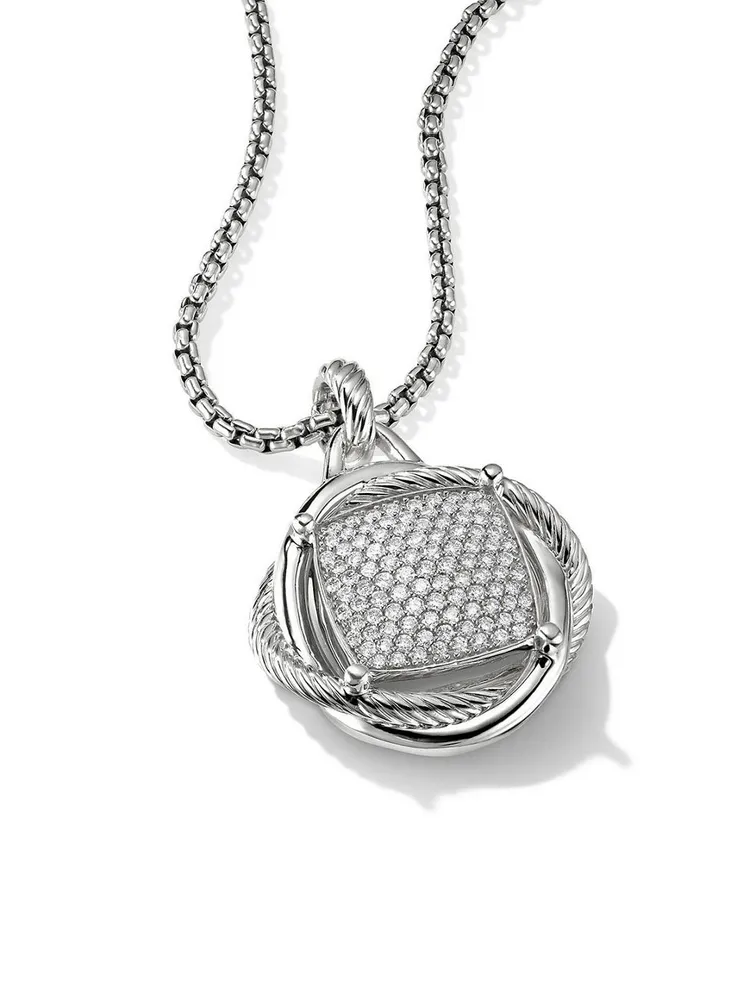 Infinity Pendant In Sterling Silver With Pavé Diamonds