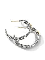 Cable Loop Hoop Earrings In Sterling Silver With 18k Yellow Gold
