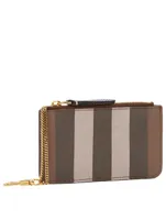 Exaggerated Check Coin Case With Strap