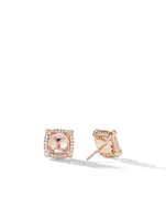 Chatelaine® Pavé Bezel Stud Earrings In 18k Rose Gold With Morganite And Diamonds