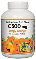 C 500 mg 100% Natural Fruit Chew, Tangy Orange
