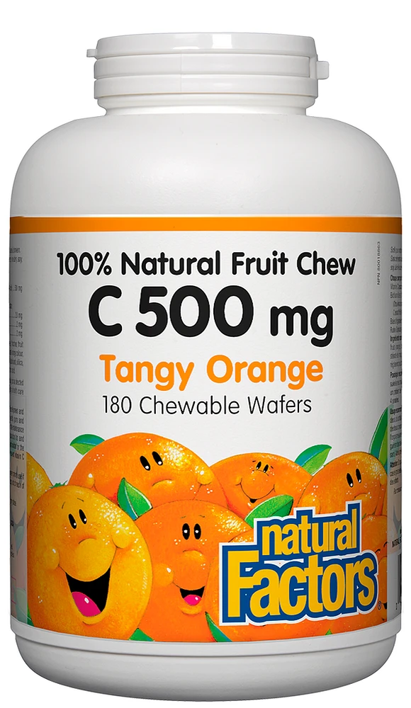 C 500 mg 100% Natural Fruit Chew, Tangy Orange