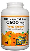 C 500 mg 100% Natural Fruit Chew, Tangy Orange