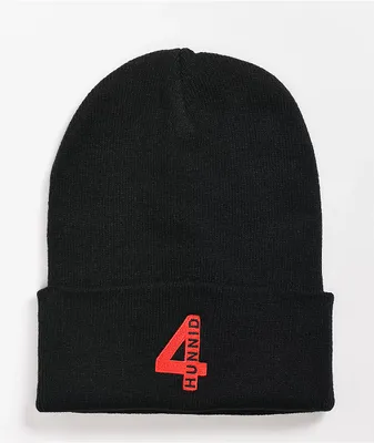 4Hunnid 4 Logo Black Beanie