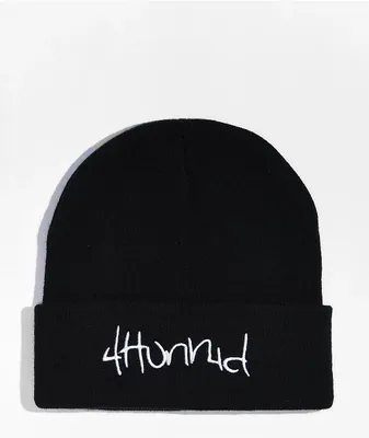 4Hunnid Black Cuff Beanie