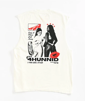 4Hunnid Hotline White Tank Top