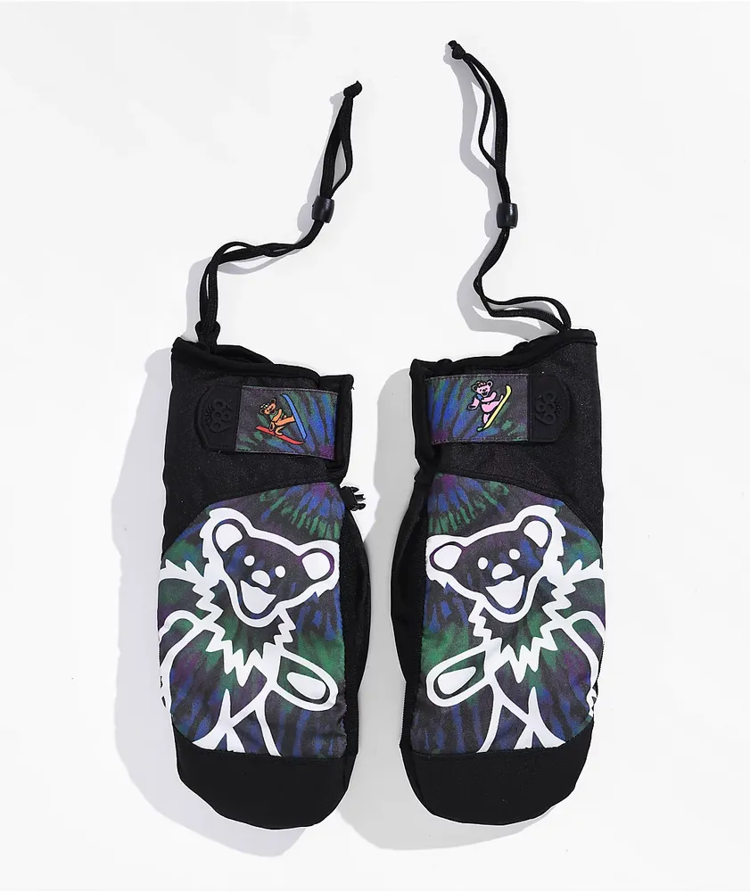 686 x The Grateful Dead Primer Blue & Green Tie Dye Snowboard Mittens 2023