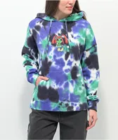 A-Lab Atarah Alien Purple, Green & Black Bleach Dye Hoodie
