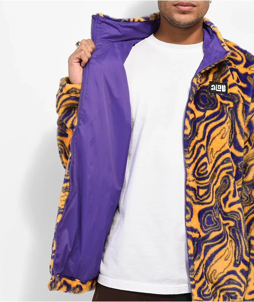 A-Lab Loopy Purple & Yellow Faux Fur Jacket