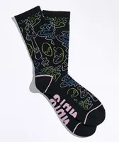A-Lab Wavy Black Crew Socks
