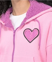 A.LAB Aurora Pink Sherpa Crop Hoodie