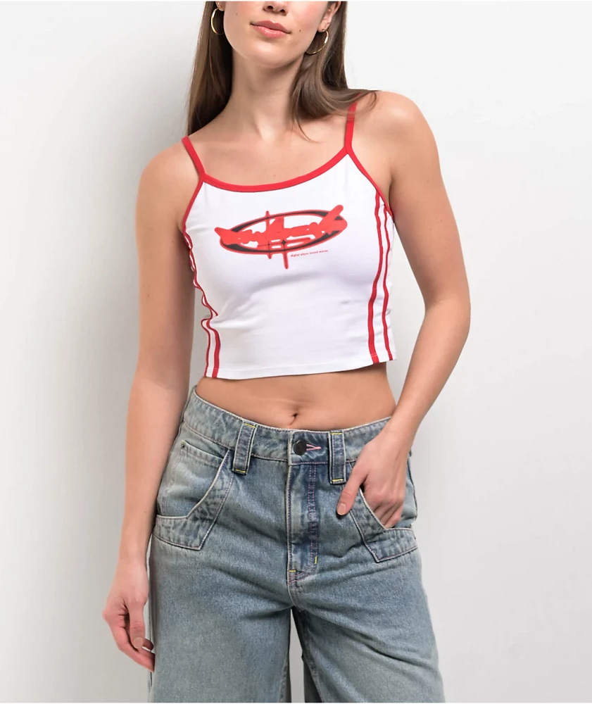 A.LAB Cherry White & Red Crop Tank Top
