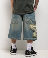 A.LAB Star Blue Wash Mega Rave Shorts