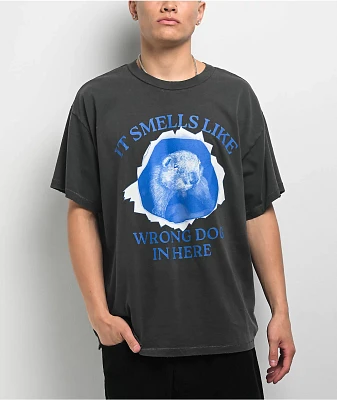A.LAB Wrong Dog Washed Black T-Shirt