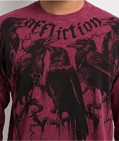 Afflicition Crows Burgundy Lava Wash Long Sleeve T-Shirt