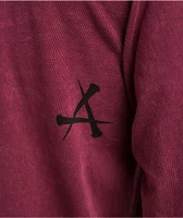Afflicition Crows Burgundy Lava Wash Long Sleeve T-Shirt