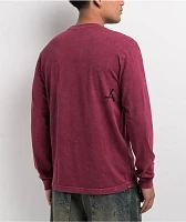 Afflicition Crows Burgundy Lava Wash Long Sleeve T-Shirt