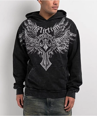 Affliction Ayala Black Lava Wash Hoodie