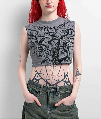 Affliction Catharsis Grey Crop Tank Top