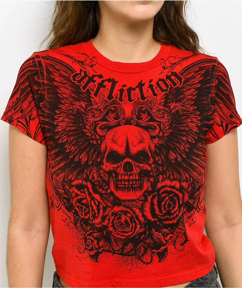Affliction Stoker Red Crop T-Shirt