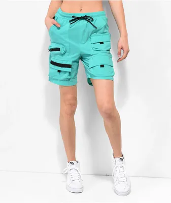 American Stitch Green Nylon Cargo Shorts