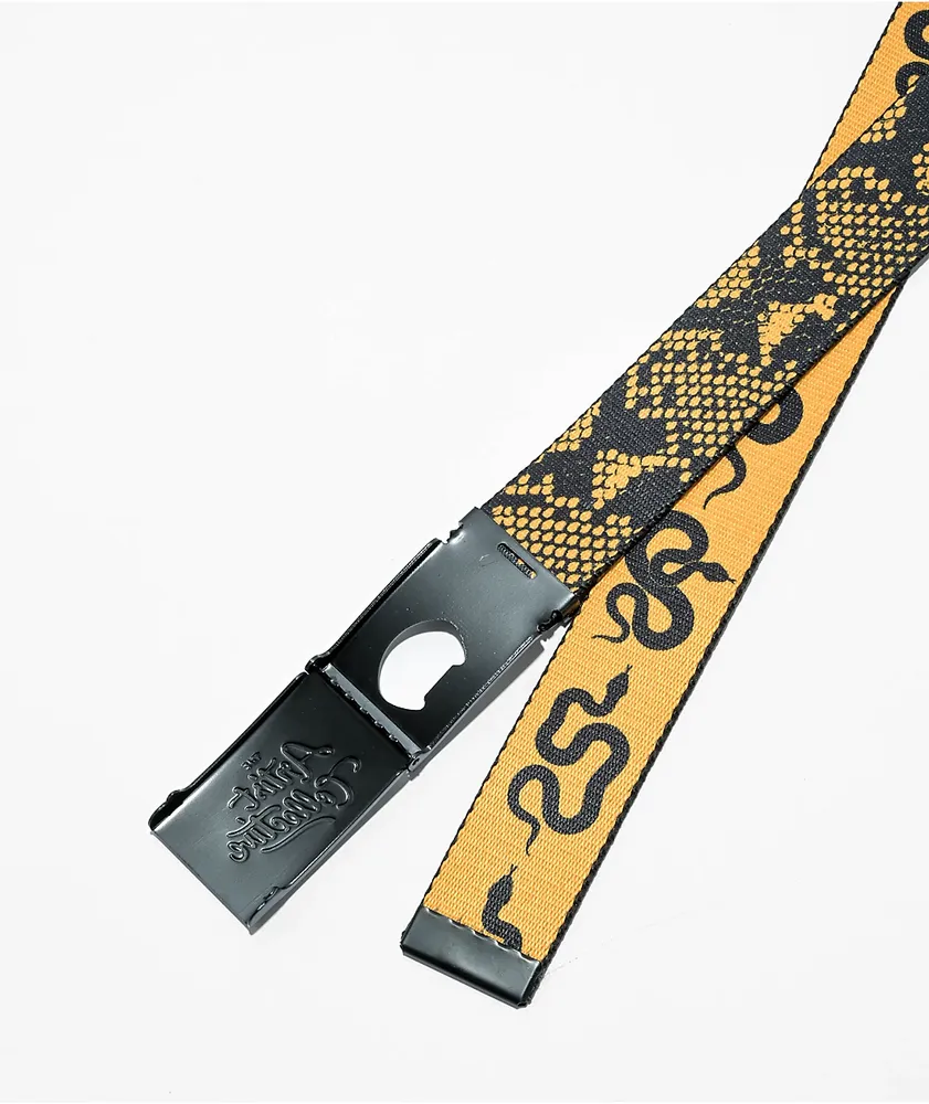 Artist Collective Gold Snake Black & Yellow Reversible Web Belt
