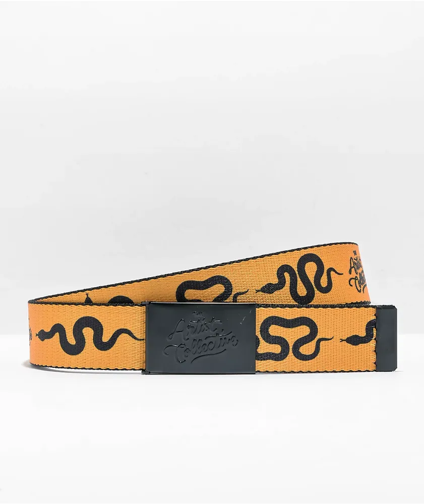 Artist Collective Gold Snake Black & Yellow Reversible Web Belt