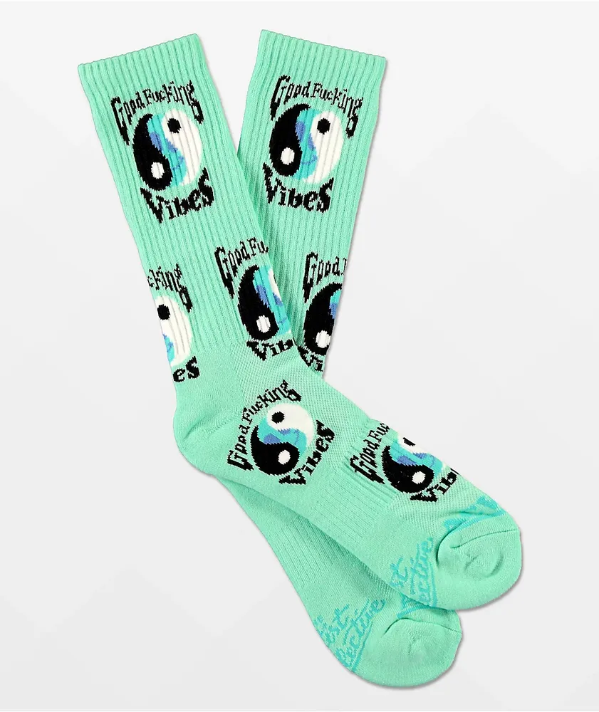 Artist Collective Good F'ing Vibes Seafoam Crew Socks