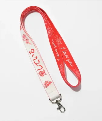 Artist Collective Love You Kanji White & Red Lanyard