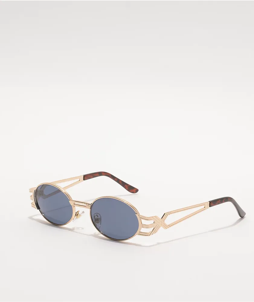 Black & Gold Round Sunglasses