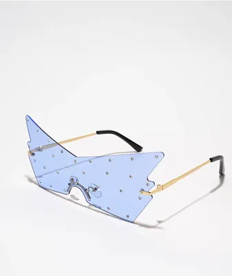 Bling Blue Shield Sunglasses