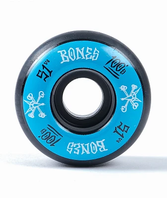Bones 100 Ringers 51mm Blue & Black Skateboard Wheels