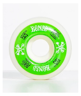 Bones 100 Ringers 53mm Green & White Skateboard Wheels