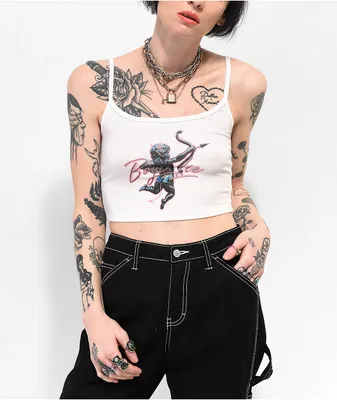 Boys Lie Metal White Crop Tank Top