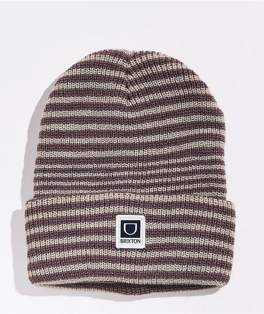 Brixton Beta Watch Beige & Mauve Stripe Beanie