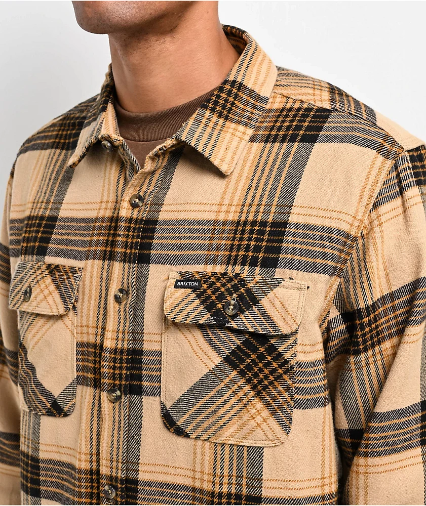 Brixton Bowery Sand & Black Flannel Shirt