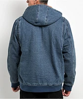 Brixton Builders Zip Hood Blue Denim Jacket