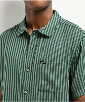 Brixton Charter Herringbone Green Stripe Short Sleeve Button Up Shirt