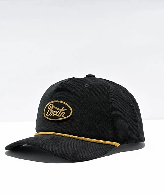 Brixton Parsons Netplus Corduroy Black Snapback Hat