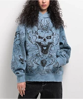 Broken Promises Agitator Destroyed Blue Dyed Hoodie